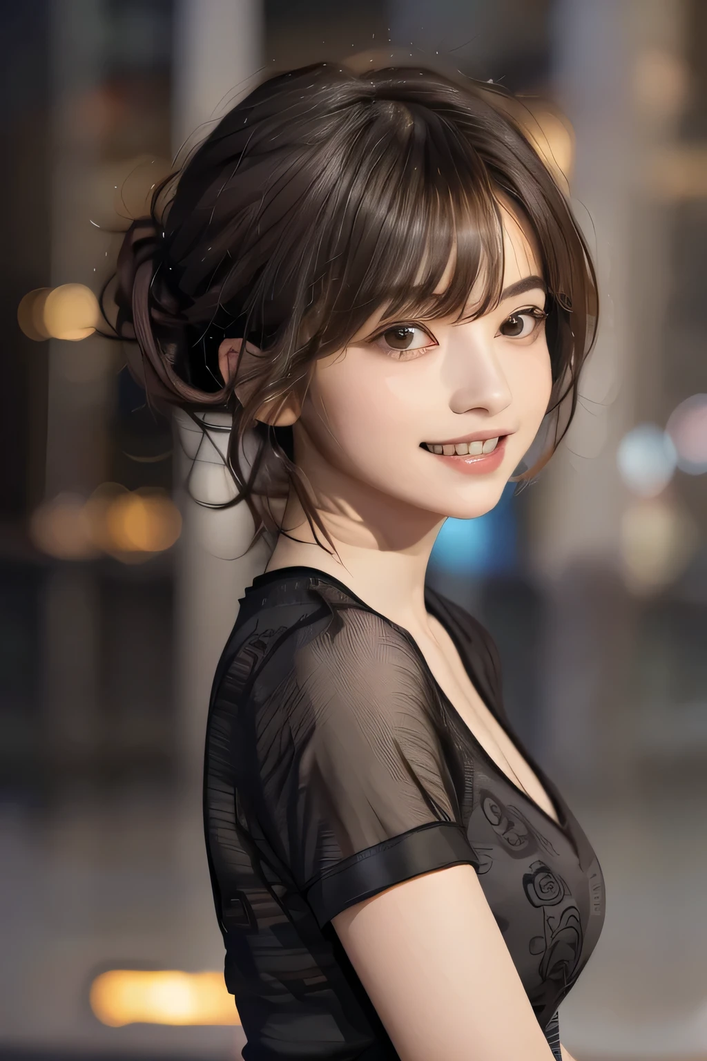 (masterpiece), (Highest quality), {girl|Lady}, Looking at the audience, {Day|night}, {indoor|Outdoor}, {Natural Wave Short Hair|Shaggy Cut|Long and bold side bangs|Curly Hair|Neat ponytail|Sophisticated pixie cut|Twisted high top knot|Voluminous updo|undercut}