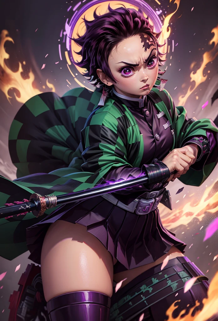 Shinobu kocho demonslayer, Skirt, purple haori, (Kimetsu No Yaiba),Full Style,Ultra High Quality,Ultra High Resolution,Photograph 8K,Holding a Sword,One girl ,Ultra Detailed ,Demon Hunter Suit,