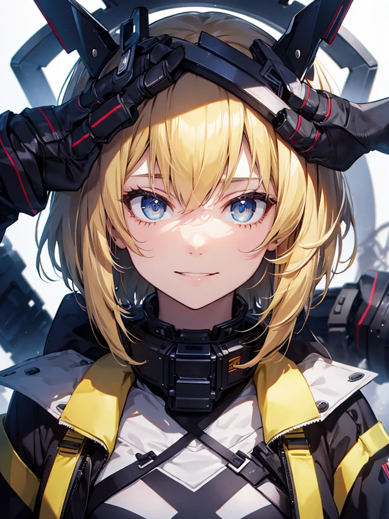 cyber punk、、Blonde、beautiful girl、smile、Bobcut、Extreme sadism、Face close-up、Artist、doctor、One person