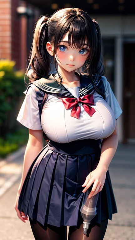 ((1 girl)), ((Dildo、Handjob))、masterpiece, Highest quality, 8k, Young and beautiful girl, Baby Face、The clothes are big 、Morphologically correct、 (Round face), Cute Face, Thighs, smile、 Compensate, 10 generations, Detailed face, Background Blur、((((((high school girl))))))、((pantyhose)), Close-fitting clothes, Written boundary depth, ((Big Breasts)), (Black Hair)、(Low Twintails)