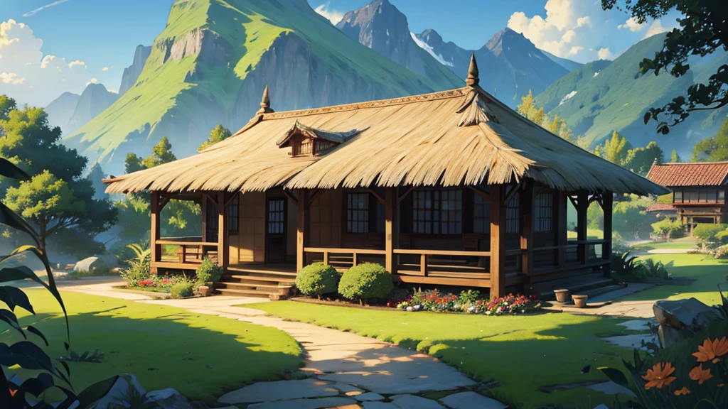 tea garden with hut