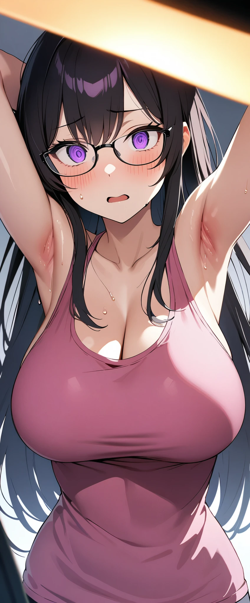 Tank top、Almost all the milk is spilling out、Big breasts that are about to burst、Nipples exposed with sweat、Breast milk comes out、not wearing clothes、big areola