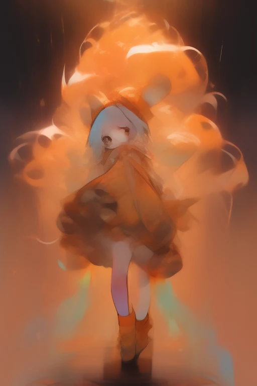 masterpiece, high quality, detailed,Hand-drawn、Watercolor、Background Blur、girl、Lux 15,Year ,Small breasts , (Dark orange long sleeve dress 1:2)、(Sleeves are longer than the hands:1.3)、(White long loose socks:1.2) ,shy, Embarrassing, , Dark blue hair, Long Hair, (Cat ear:1.2)、Upside down hair, internal, In the room, in the afternoon, cute, Full Body Shot、Fabric fluttering in the background、The entire background is colorful cloth