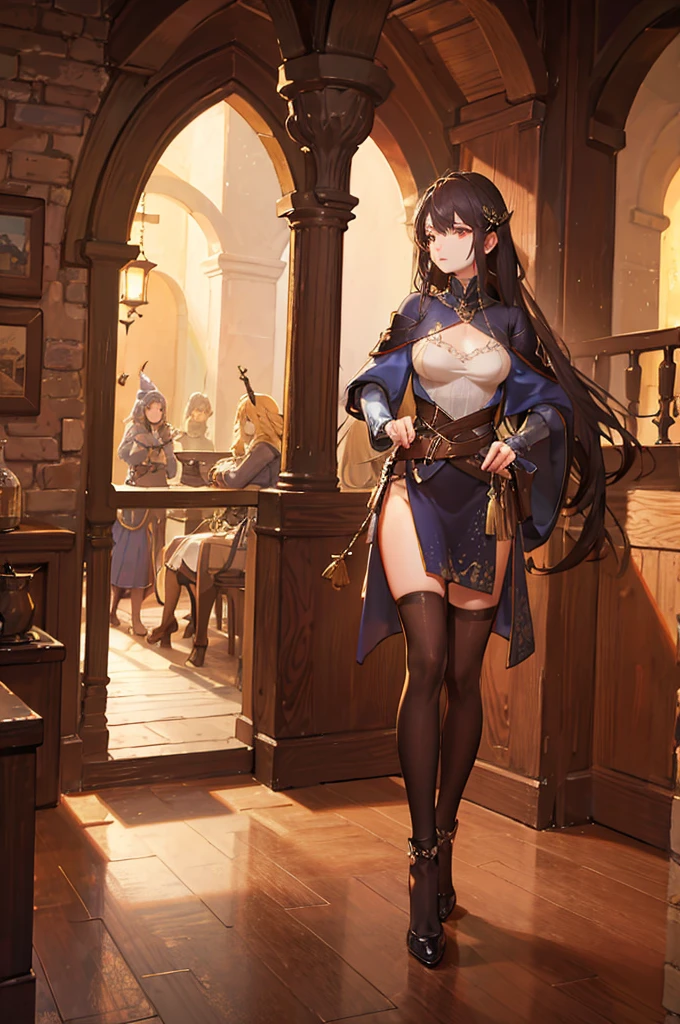 cozy warm medieval tavern, high definition, warm lighting, high details