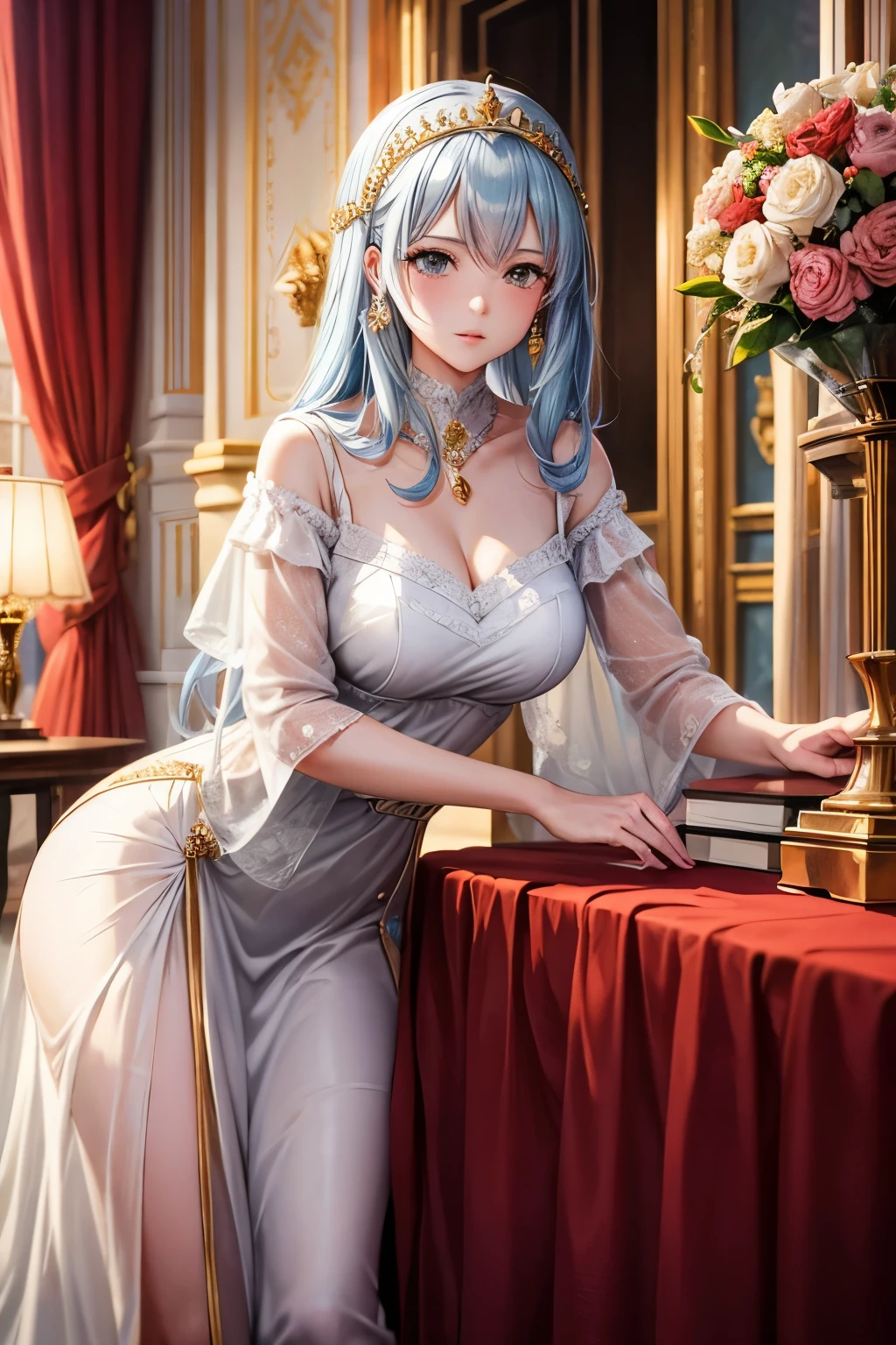 Adult women、Queen、Royal Palace Room、Wearing a dress