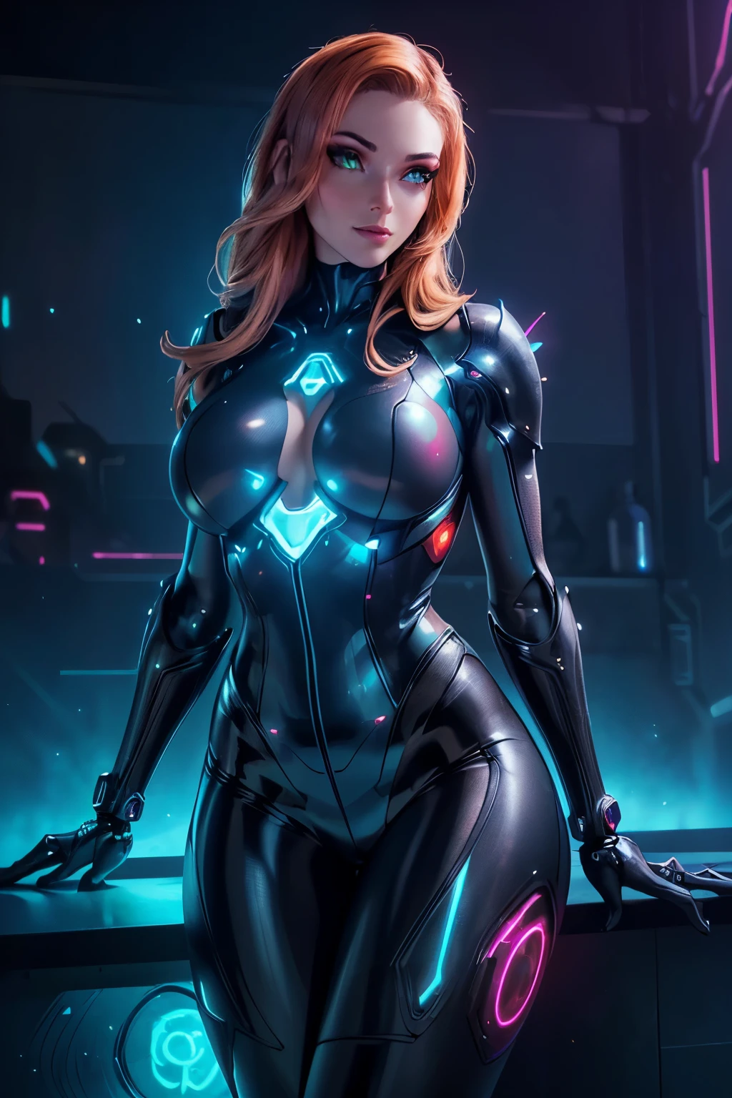 Sexy amourant like a cyborg realistic and intricate perfect beauty face, sharp galaxy detailed glowing eyes, face detailed, (((from face to waist))), (((fine beauty shape))), ((in sci-fi plugsuit, mechanical metal parts with realistic neon lighting)), (work of art), 4K, Ultra HD corpo sexy 
