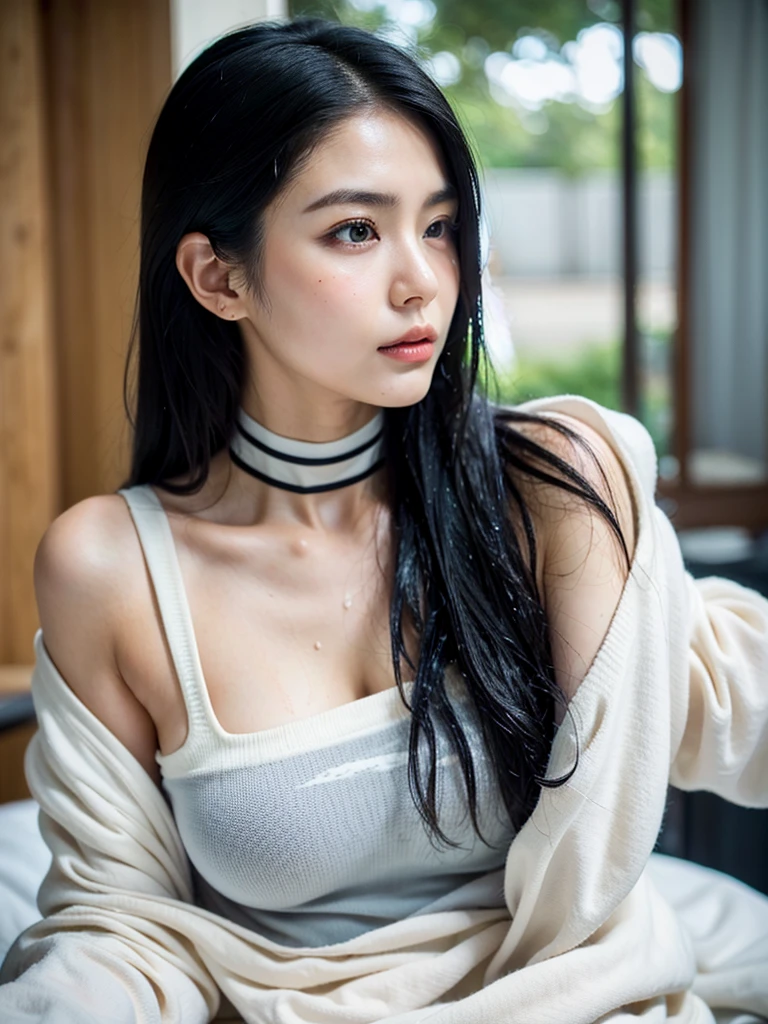 a close up of a woman in a black bodysuit posing for a picture, superflat, transgressive art, inspired by Otake Chikuha, kaki body suit, ayami koj ima, high level body suit, japanese model, inio asano