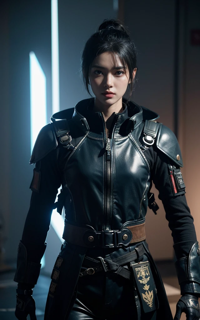 Alien technology air force,military uniform , fashion photography , Inspired by Cyberpunk。(best quality,4K,8K,high resolution,masterpiece:1.2), (Practical,Reality,Photo-real:1.37).masterpiece,Game Art,Best picture quality,最high resolution,8K,,Unreal Engine 5 rendering works,(Digital Photography), 20 year old girl,Short hair details,(Half-length photo)(Spacecraft pilot)(Spaceship cockpit)(Very cool,Exaggerated sci-fi avant-garde cockpit,Lots of buttons and displays,High technological content) (未来铠甲结合空军military uniform,Mysterious oriental runes,Exquisite clothing patterns),Future Warrior,Cyberpunk Characters,War Background, light,Ray Tracing,Game CG,((3D Unreal Engine)),OC rendering reflection mode,blur background