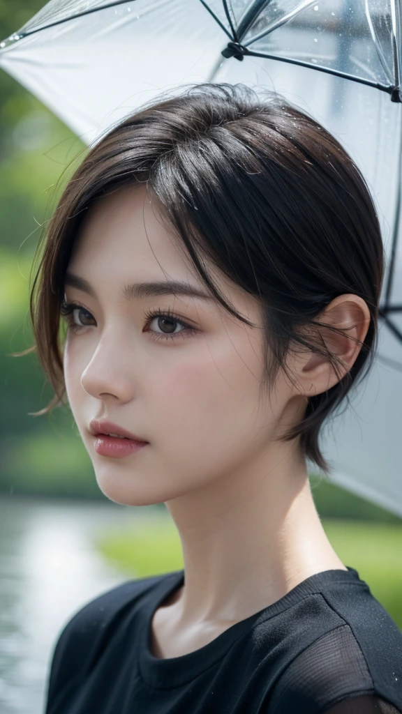 A gentle,short hair,Rainy Day,reality,HD,Close shot