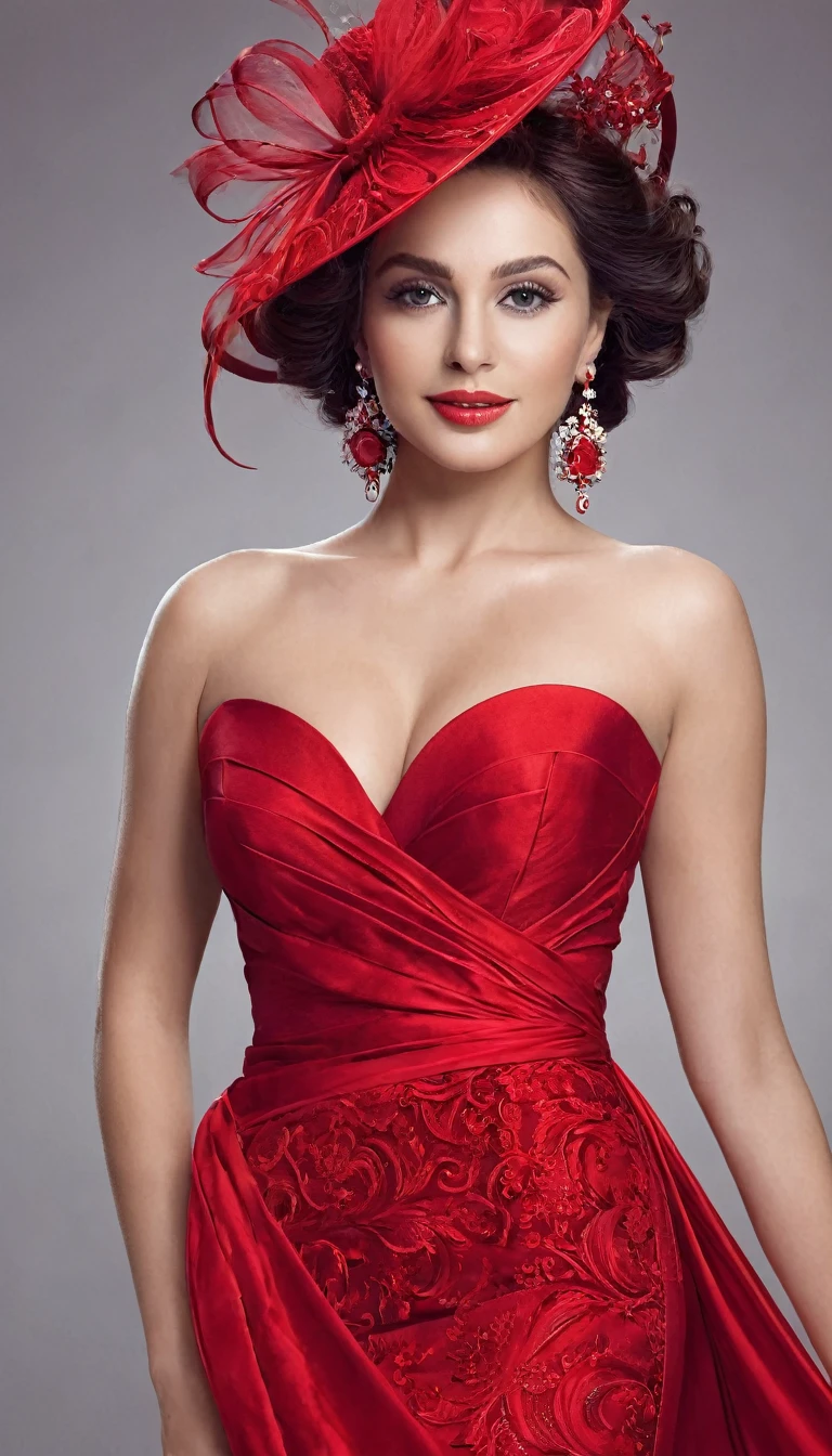 Create a beautiful woman in red