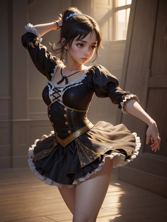 (Highest quality、 8k 、masterpiece、High resolution)、(DEGAS、Dancer style)、Ballet、whole body、15 year old girl、cute、Realistic、Realistic、Official Art、Detailed CG、