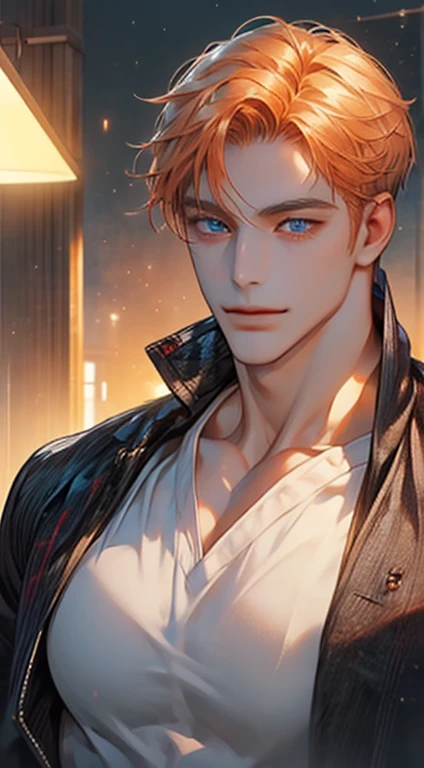 (best quality,4k,8k,highres,masterpiece:1.2),ultra-detailed,(realistic,photorealistic,photo-realistic:1.37),1 man,31 years old,mature man,very handsome,without expression,smile,short grey b
Orange hair,blue eyes,penetrating gaze,perfect face without errors,imposing posture,businessman,office background,cinematic lighting,hdr image