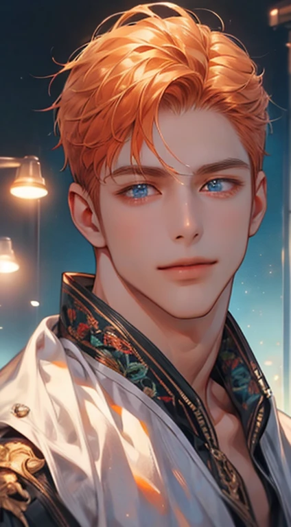 (best quality,4k,8k,highres,masterpiece:1.2),ultra-detailed,(realistic,photorealistic,photo-realistic:1.37),1 man,31 years old,mature man,very handsome,without expression,smile,short grey b
Orange hair,blue eyes,penetrating gaze,perfect face without errors,imposing posture,businessman,office background,cinematic lighting,hdr image