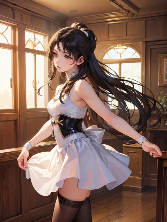 (Highest quality、 8k 、masterpiece、High resolution)、(DEGAS、Dancer style)、Ballet、whole body、15 year old girl、cute、Realistic、Realistic、Official Art、Detailed CG、