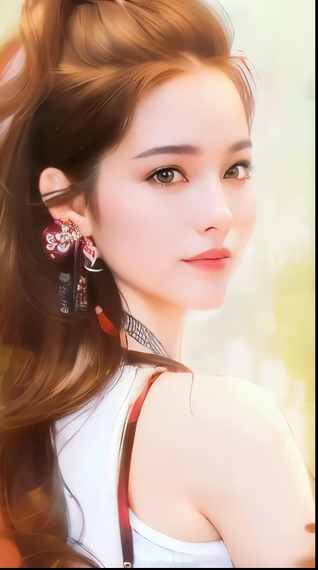 ((best quality, 8ก, Masterpiece :1.3)), whole body, Sharp focus :1.2, Beautiful woman with a perfect figure :1.4, Slender stomach :1.2, ((dark brown hair, big breasts :1.2)), tank top dress :1.1, (night city view, modern balcony :1.1), Highly detailed facial and skin textures, Detailed eyes, Double eyelids