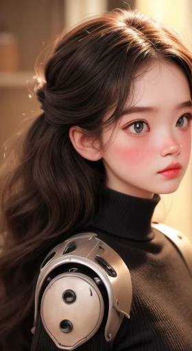 原子の心を持つmechanicalの少女,Very detailed,Realistic,Steel structure,Wires through the body,Well-designed face and body,Gear-shaped pupil,Glittering Metal Skin,Delicate joints,masterpiece:1.2,Cybernetic Enhancements,Glowing Circuit,Powerful and precise movements,Colorful lighting effects,sf,mechanical & technology,Industrial Background,Vibrant colors,mechanical式バタフライウィング,Soft and delicate facial features,