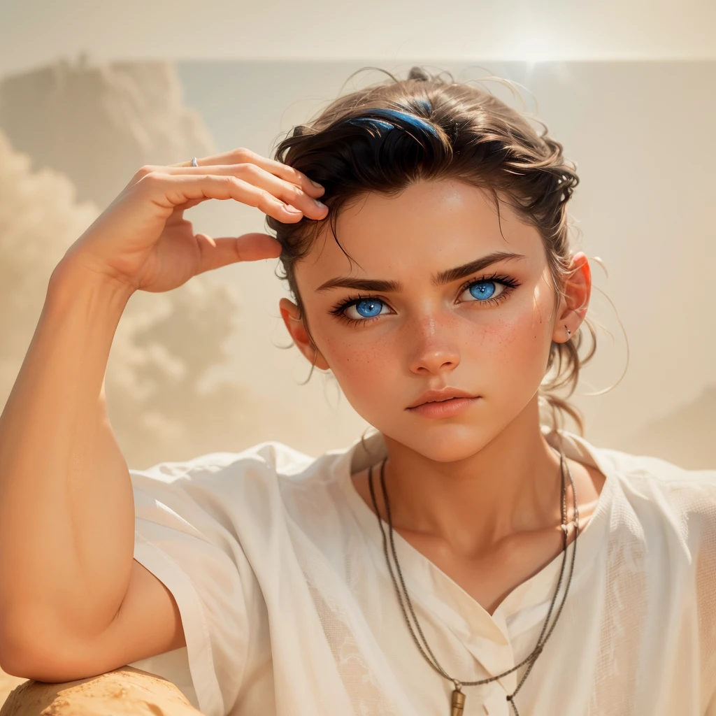 Blue eyes, Looking at viewer, High Resolution, Backlighting, Cinematic,