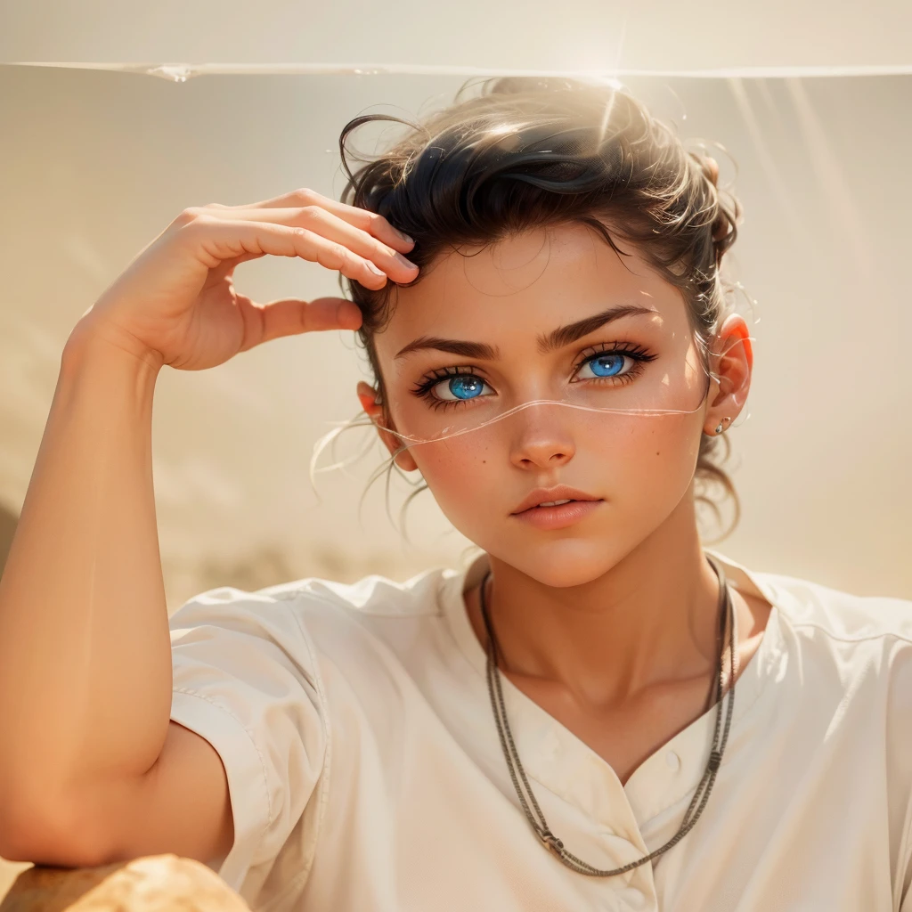 Blue eyes, Looking at viewer, High Resolution, Backlighting, Cinematic,