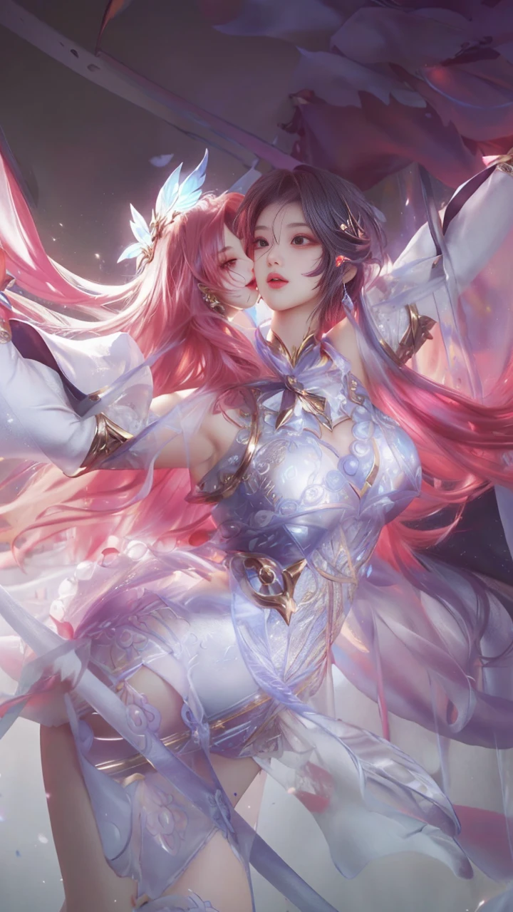 Legendary Kda League、Super beautiful big glowing eyes、Best Quality, 1girl in, nffsw, Solo, Long hair, Short hair, Dress,