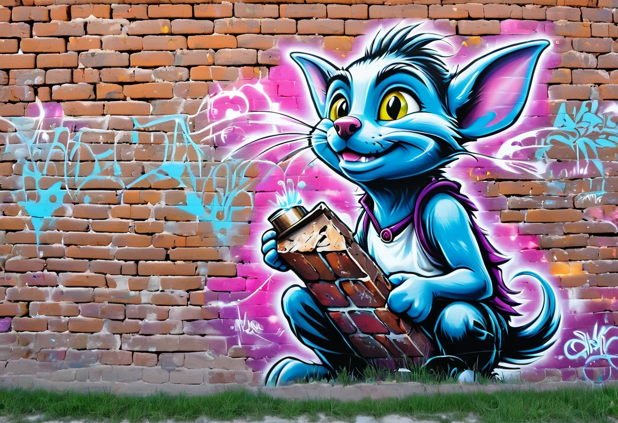 graffiti, pastel, graffiti on brick wall, spray paint on wall, colorful graffiti, street art, spray paint, street canvas, graffiti artist, graffiti art, spray art, spray art, (((old worn brick wall: 1.4))). Moral on the wall of the house.
goblin mage examining a relic,