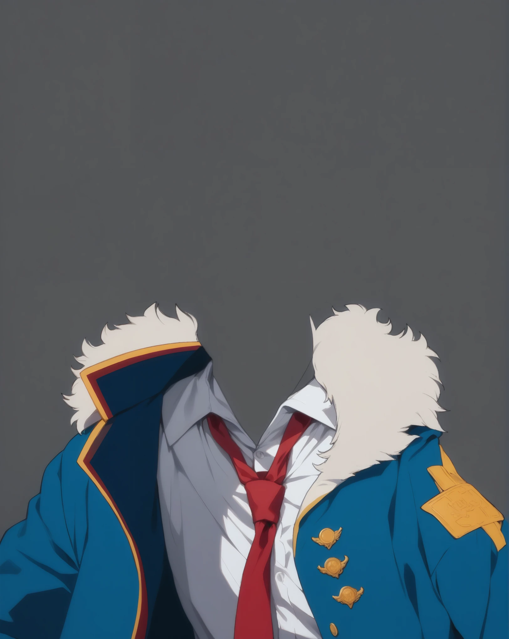 anime - style image of a man in a blue jacket and red tie, anime styling, uniform background, bright uniform background, digital art from danganronpa, lawyer style, generic furry style, hairy chest, anime style hyper detailed, Joe Biden as character from Jojo, hyper detailed background, anime character; full - body art