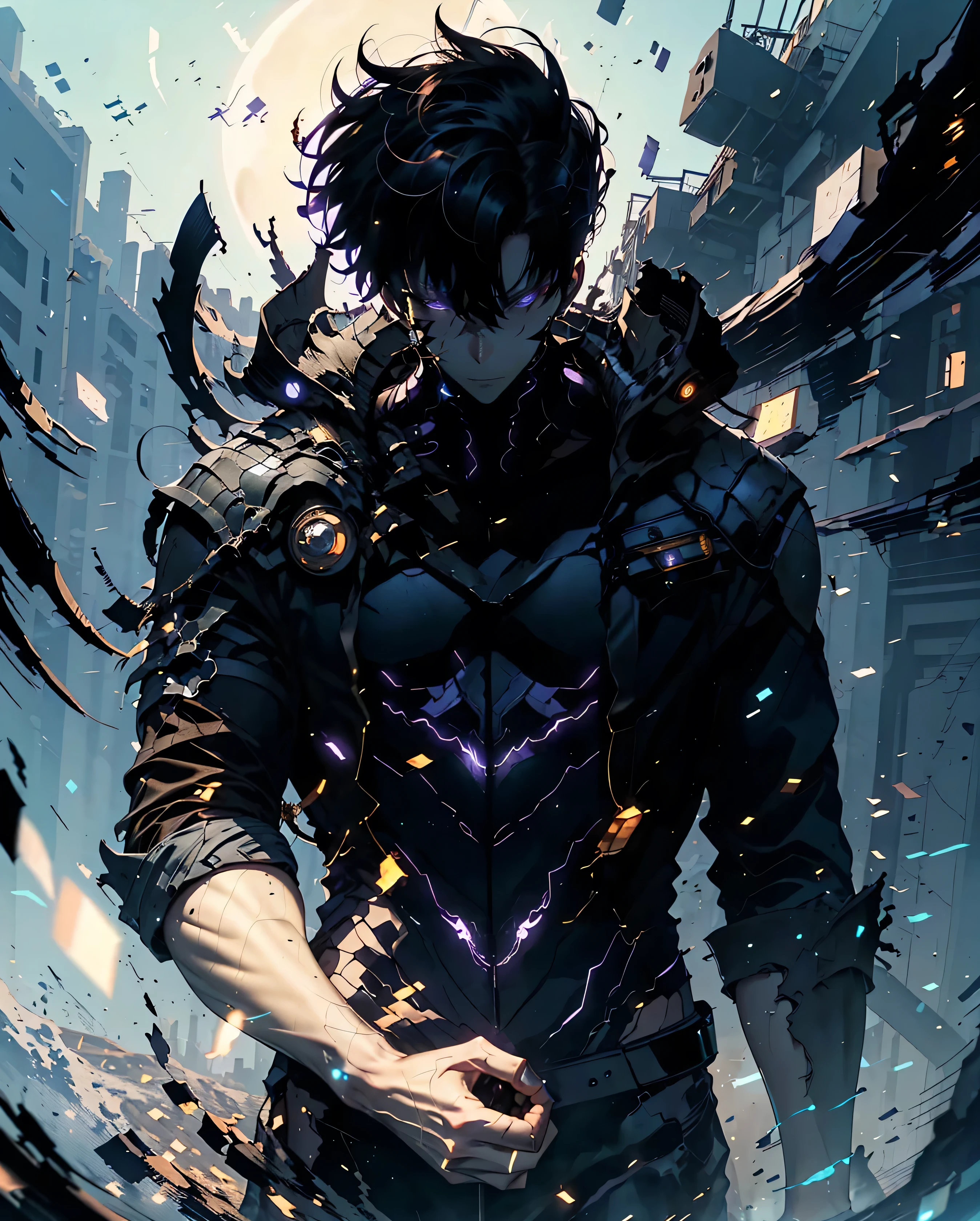 ANIME, In this powerful portrayal, a muscular man, a young boy at this side exudes an undeniable sex appeal. The man's chiseled physique is accentuated by his fitted black suit, which hints at the strength and discipline beneath. His jet-black hair is slicked back, highlighting his striking purple eyes that seem to radiate intensity and passion. The boy, who shares a similar hair and eye color, stands confidently beside him, reflecting the man's undeniable charm and charisma. As they pose together in a dimly lit, upscale setting, the man's protective presence and the boy's curious gaze create an intimate atmosphere. The refined elegance of their surroundings highlights the man's well-trained demeanor and sophistication, while his bulging muscles hint at a primal energy waiting to be unleashed. This provocative portrayal of a man and a boy embodies the perfect balance of power, elegance, and sensuality, leaving the viewer captivated by their enigmatic allure and undeniable chemistry.