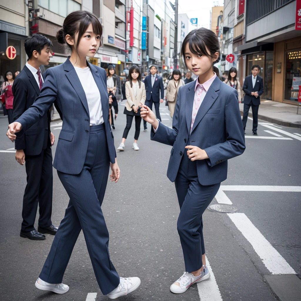Japanese、Girl、15 years old、Casual Suits、Dancing on the street