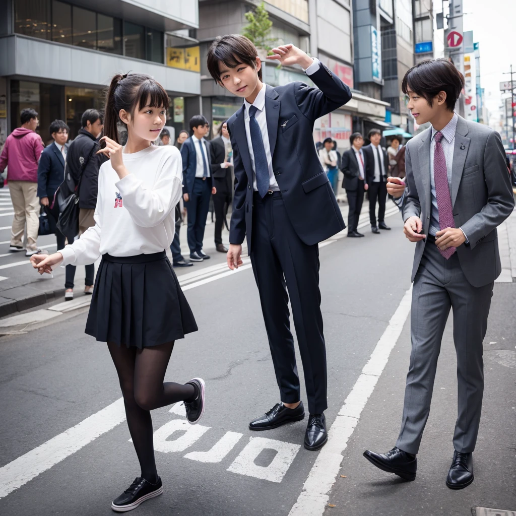 Japanese、Girl、15 years old、Casual Suits、Dancing on the street