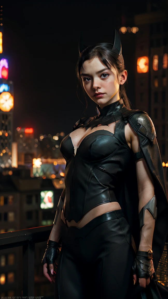 ((masterpiece, of the highest quality, High resolution, realist, be born, 8K Wallpaper)), (Standing in honor　shooting）,A threatening posture with the body in front of the camera., Very hot and sexy, extraordinary beauty, perfect balance, beautiful body, slim body beauty: 1.4), bat Man standing on a rooftop overlooking the city skyline at night, Gotham city city background, nighttime in Gotham city city, Gotham city city, From the movie bat Man, Gotham city city double exposure, Gotham city city style, bat Man film still, metropolis filmic Gotham city city, Cyberpunk bat Man, bat Man movie stills, bat Man movie still cinematic, Gotham city setting, bat Man, Gotham city,