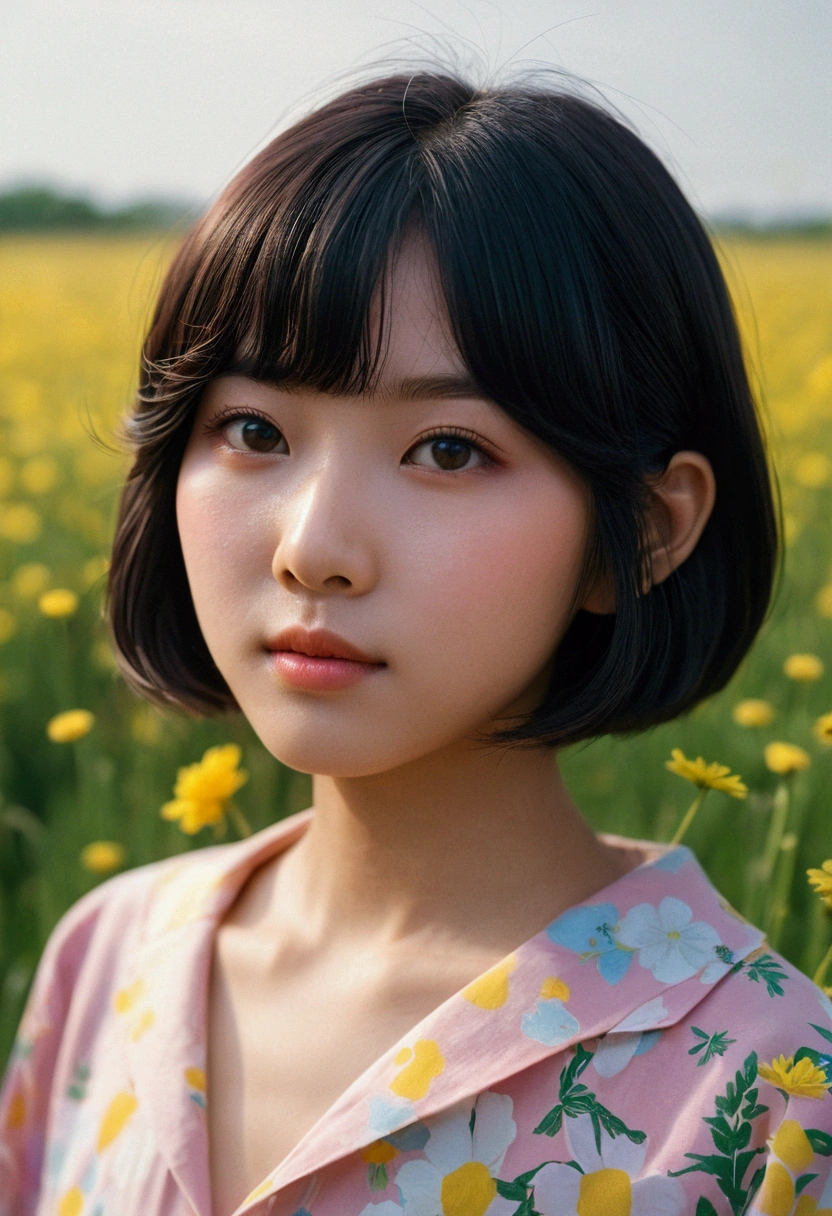, neo pop meadow, In kawaii aesthetic style, Helios 48mm f/2, inspired by asia, Soft yet lively, (Medium close-up)