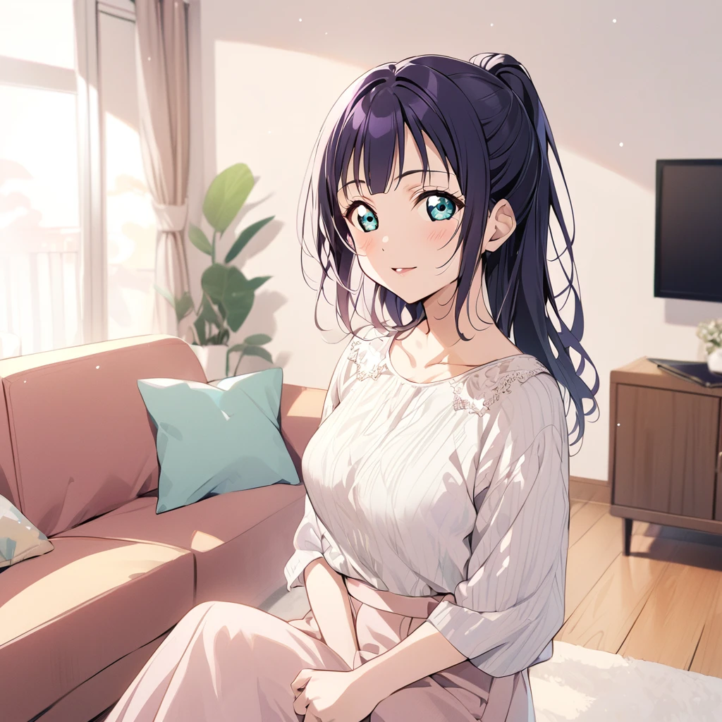Living room Background, Karin Asaka, love live nijigasaki, casual clothes, 1girl,