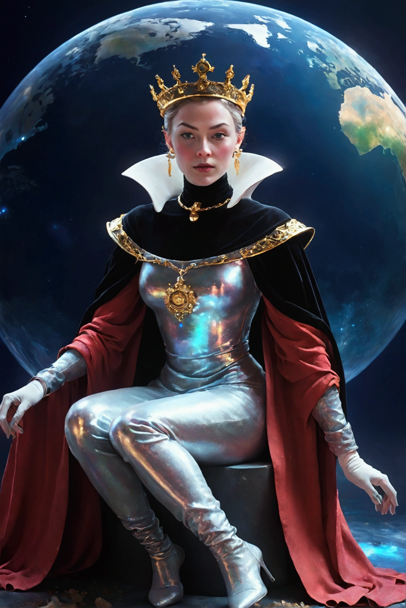 grimhilde,sitting on holographic earth