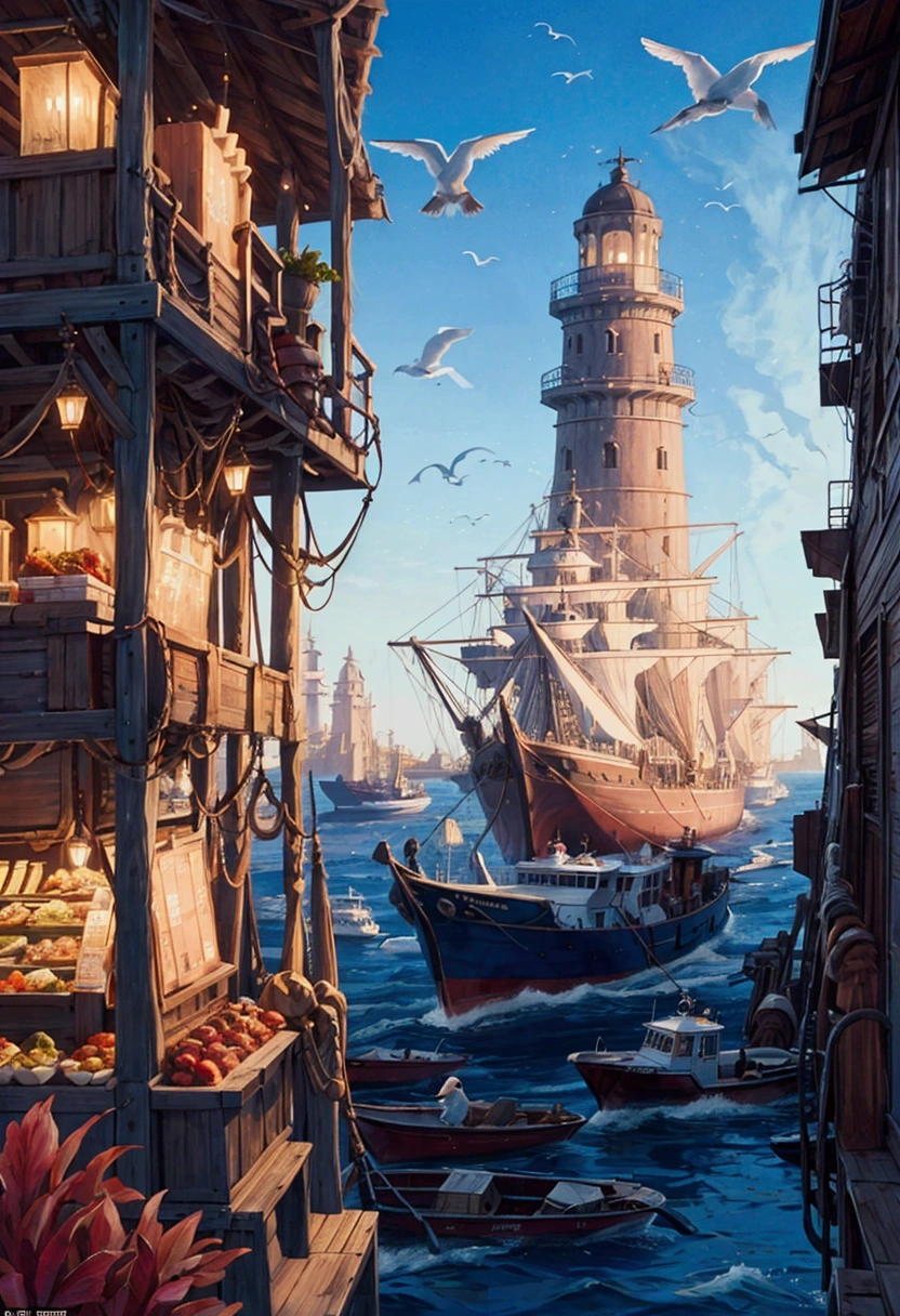 Description: Situated on the western coast, Marisol is a vibrant port city known for its bustling docks and colorful markets. The city is a melting pot of cultures, with influences from across the world due to its strategic location on major trade routes. The Grand Harbor is filled with ships from far and wide, and the cityscape is marked by tall lighthouses and busy wharfs.
Atmosphere: The city is lively, with sailors, merchants, and locals crowding the streets. The air is filled with the smell of the sea and exotic spices, and the sound of seagulls and ship bells is constant.