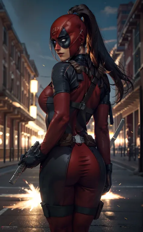 masterpiece, best quality, highres, contrapposto,
bodysuit_lady_deadpool_ownwaifu,
christina chong beautiful face, narrowed eyes...