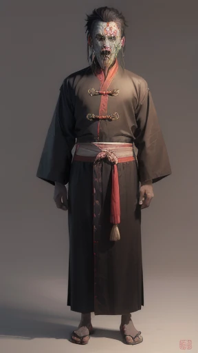 Full body of zombie in ancient Chinese clothing
