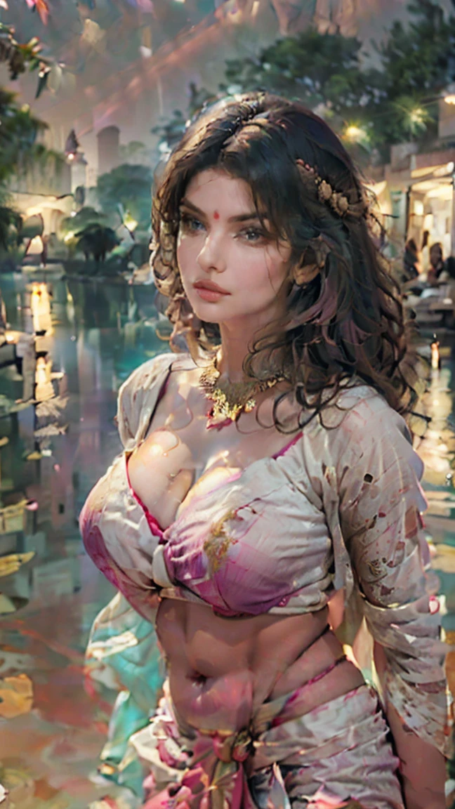 ((Indian milf, indian woman, milf)), (((ultra realistic))) Photo, priyanka chopra, masterpiece, top quality, (pale skin), (Ultra detailed face and eyes:1.2), 1 girl, Adult, ((in one size too small tight lingerie)), strapless bra, ((very heavy eye makeup, pink mascara)), ((fake detailed lips)), ((Pink wavy hair)), ((Stylish hairstyle)) , (({Enormous|Gigantic|Big|Huge|Mega|Fake} pushed-up breasts)), (very slim waist). ((very huge cleavage)), photoshoot, (Soft) Lighting, (The play of light and shadows), depth of field, bokeh, (special attention to skin detail: 1.2), (special attention to enormous breast size: 1.2), (((special attention to extra tight clothing size: 1.2))), Detailed texture, skin pores, oily skin. (Erotic atmosphere of the frame. Color range - purple, Pink, Tons), UDR, ((Film grain)), ((rays)), (Glare), ((upper body body)) , ultra detialed,