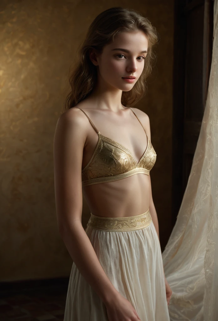 RAW photo a (portrait:1.2) of full body a (detailed clothes, (art nouveau), realistic, extra detailed face, detailed eyes, beautiful face, beautiful eyes, ((perfect detailed full lips)), slim, (small breasts), correct anatomy, beautiful body, aroused body,(ballet room), standing, gold ornament, hair decorating, short hair, ((braided hair)), ((white tutu)), ((ballet Tutu)), ((short tutu)), (solo), (elegant), looking at viewer, ((superior look)), (standing still), soft drawing, soft colours, soft light, puffy, cameltoe, from below) in the city, (high detailed skin:1.2), 8k uhd, dslr, soft lighting, high quality