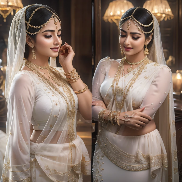 beautiful detailed hijabi teen girl, tight white saree, voluptuous breast, golden bangles bracelets necklaces glasses, swiss polo golden watch, airplane, closed eyes, detailed horny face, cinematic lighting, intricate details, (best quality,4k,8k,highres,masterpiece:1.2),ultra-detailed,(realistic,photorealistic,photo-realistic:1.37),hyper realistic,photorealistic