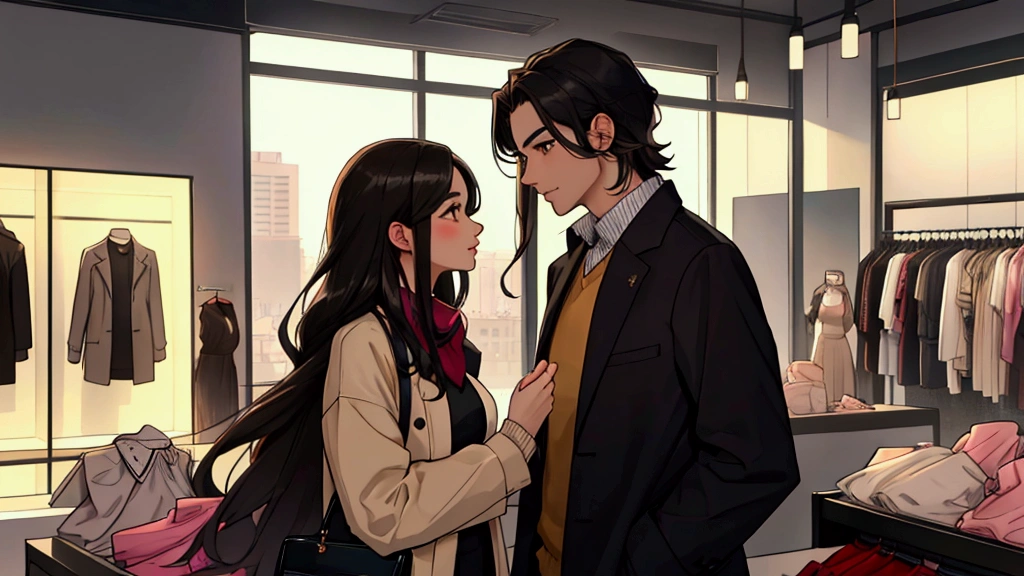 One day, while Aria was looking for a job at a clothing store, he met a beautiful girl who caught his attention. The woman had long, shiny black hair and soft brown eyes. Her name was Maya,
