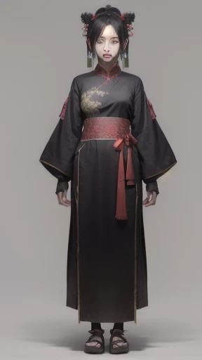 Full body of zombie in ancient Chinese clothing