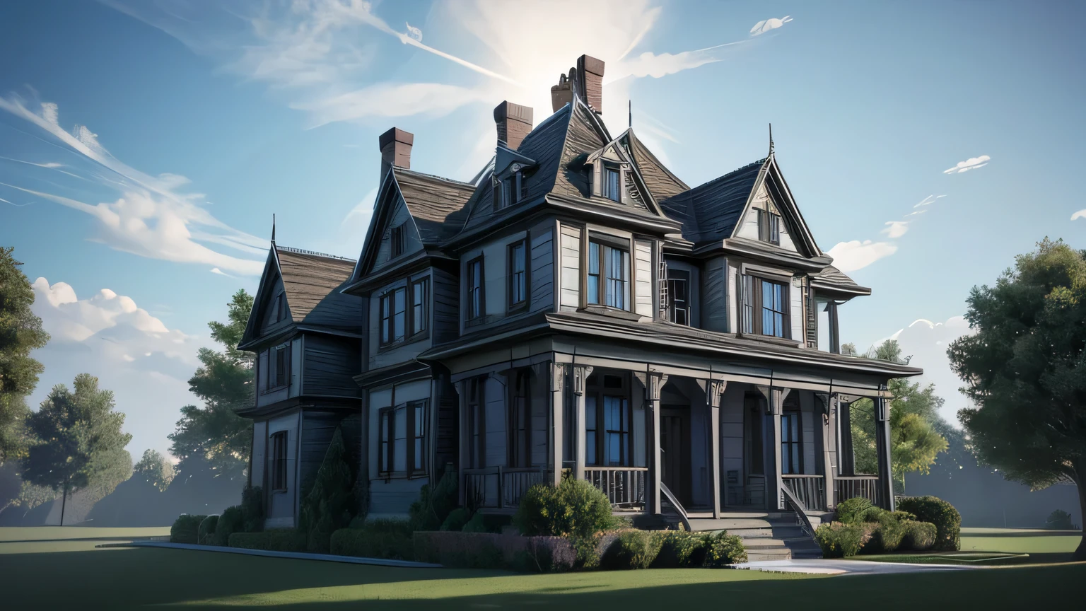 Generate me an image of a 3D rendered Haunted Mansion or a small house having clear textures of walls sharp edges make sure the house doesn't have any background or anything in the background no reflection no cloud try to make it a e-mail so that I can remove the background that is make it on a black or white background or a transparent background