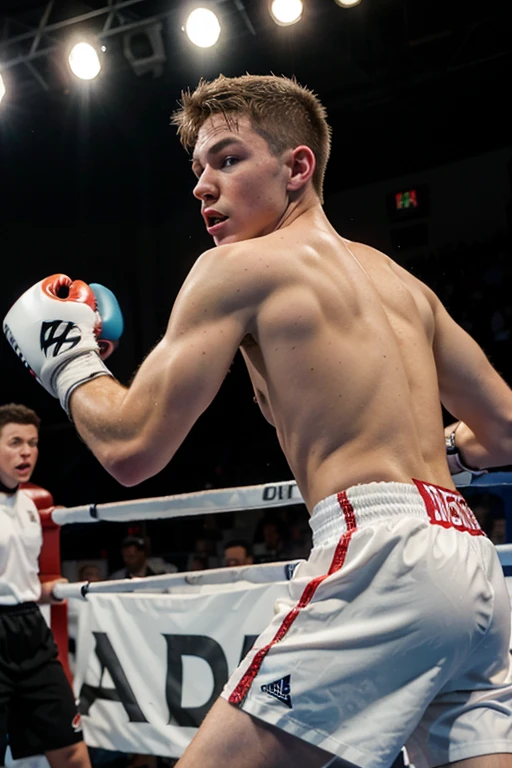 18 year old white boy, with strings, boxing,backwards