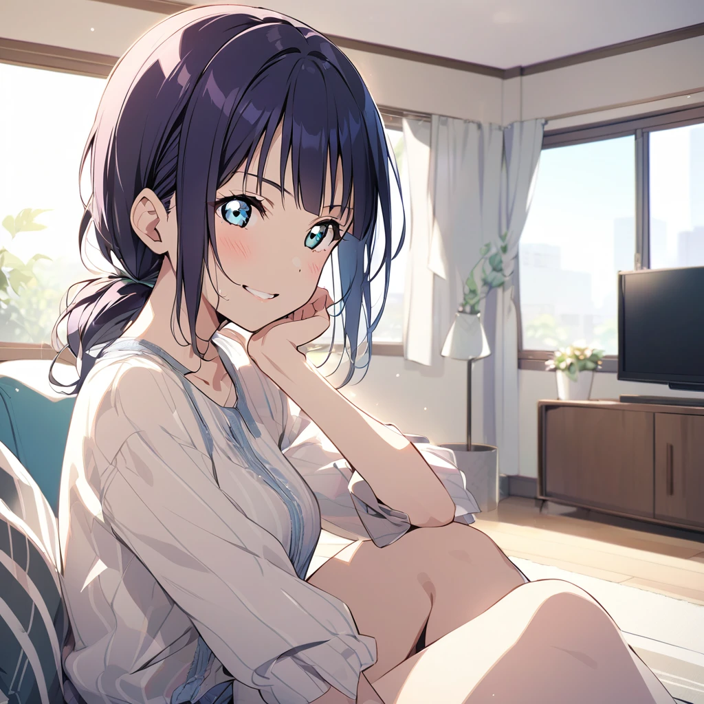 Living room Background, Karin Asaka, love live nijigasaki, casual clothes, 1girl,