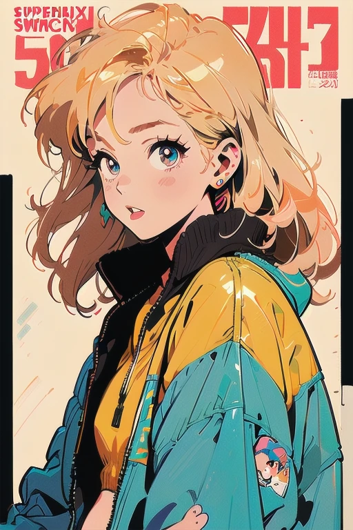 Redhead, Both sides up, Red eyes, Red eyelashes, Beautiful Girls in Anime ,Clean small surfaces,  (Magazine Cover:1), ((From the side:1.1))、((Emphasis on lips)), (Lots of stickers:1.5), 1 cute girl, Highest quality、ウルトラ - High resolution、High resolution、Detailed CG、8K Unit Wallpaper、17 years old、Beautiful and beautiful eyes,  (((Various kinds of colorful super shiny latex swimwear)))、(Shiny body,:1.5)、((Mr..々Street fashion、Oversized zip-up blouson、Long socks、Tech Sneakers))、Breast augmentation、blush, Full of embarrassment、(Ahegao:1.5, Sticking out tongue), ((Portraiture))