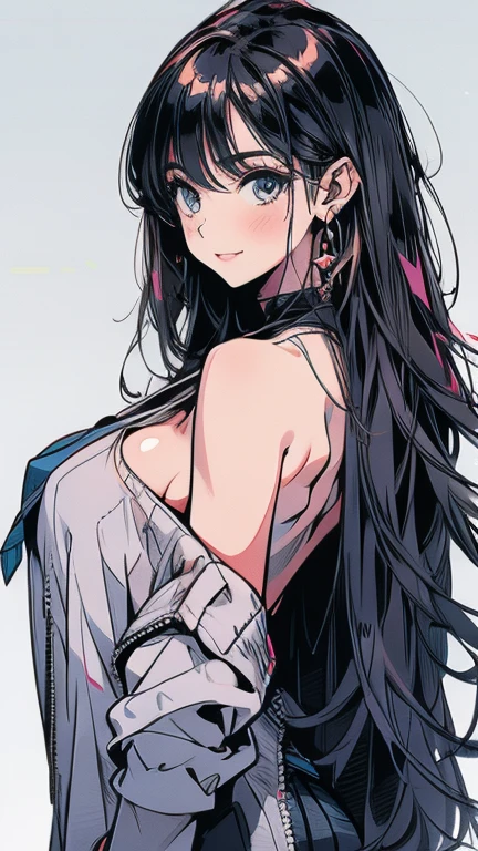 girl, naked, whole body,Large Breasts, White Background, smile, Turn your ass towards me