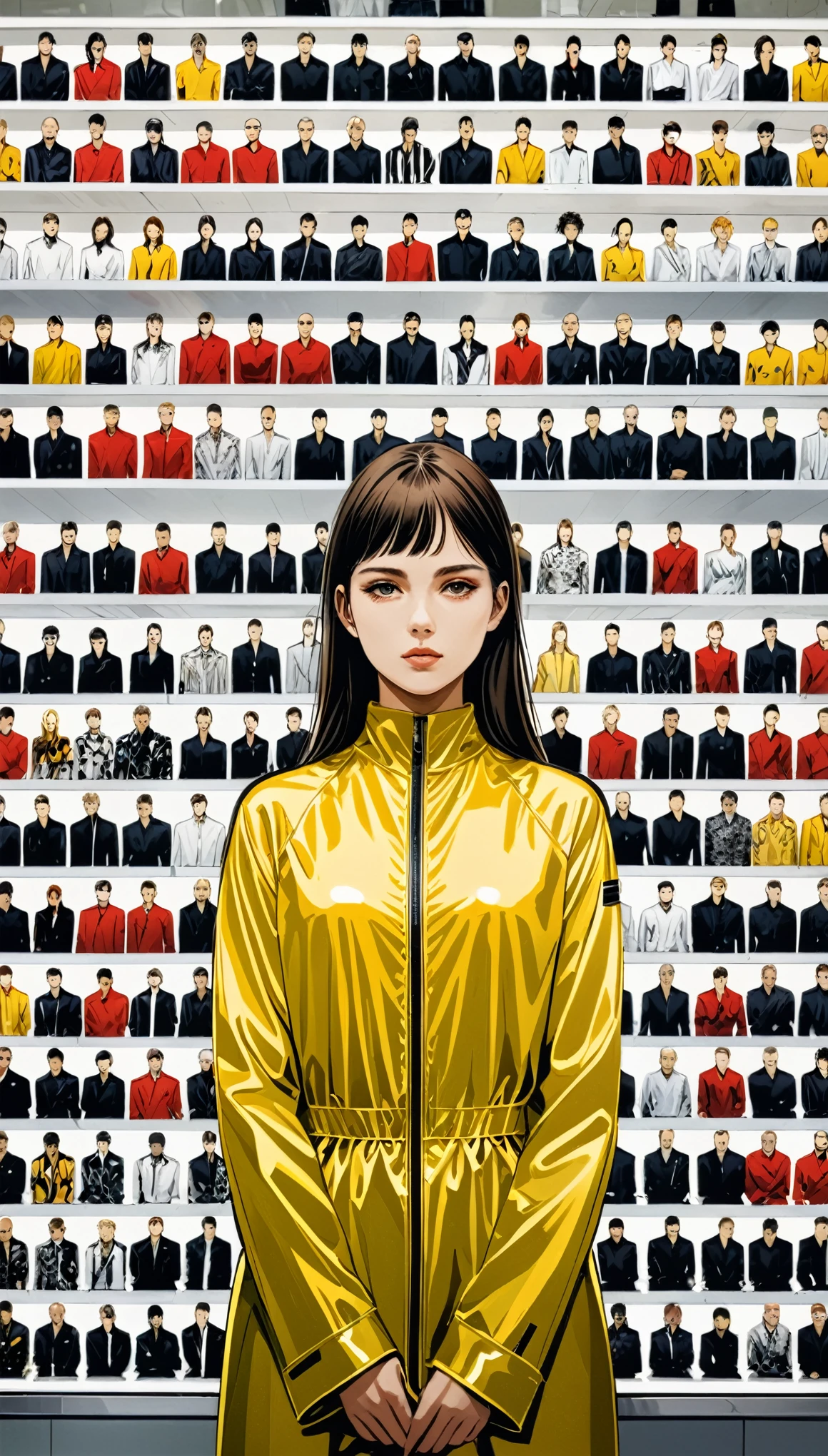 in style of Andreas Gursky,character concept design,half body,1girl