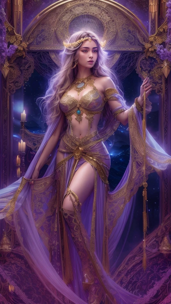 A mystical moon tarot card frame, ethereal moon goddess, intricate moon phases, celestial moon patterns, ornate gold moon frame, shimmering moonlight, lunar landscape, dreamy moonlit atmosphere, mysterious moon magic, rich deep blue tones, (best quality,4k,8k,highres,masterpiece:1.2),ultra-detailed,(realistic,photorealistic,photo-realistic:1.37),cinematic lighting, fantasy art, digital painting