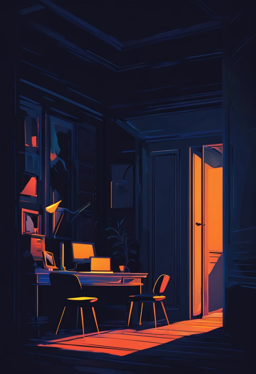 dark room, vector style