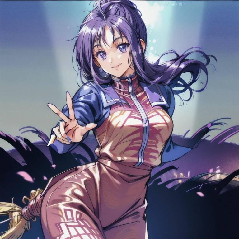 ((masterpiece)),((Ayako Katagiri)),((Katagiri Ayako)),((Mischievous Smile)),Anatomically perfect fingers,Flying in the sky on a broom