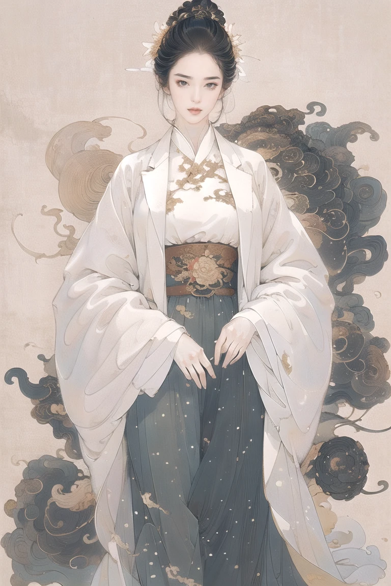 (beautiful woman wearing hanfu, delicate eyes, Large Breasts, Curvy hips, Smiling, legs spread, Standing,Push your hips forward, pubic hair, Large areola, Explicit Content, Retro fashion, open mouth, best quality, 4K, 8k, High resolution, masterpiece:1.2, Super detailed, actual, photoactual, photo-actual:1.37, high dynamic range, Ultra high quality, Studio lighting, Ultra-fine coating, sharp focus, Physically based rendering, extremely detailed description, professional, bright colors, Bokeh)